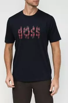 Хлопковая футболка с принтованным логотипом BOSS