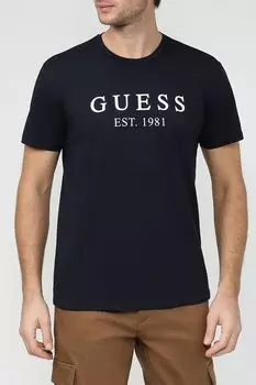 Хлопковая футболка с логотипом Guess