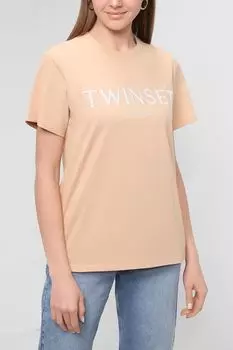 Хлопковая футболка с логотипом TWINSET