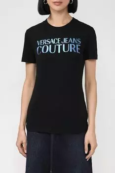 Хлопковая футболка с логотипом VERSACE JEANS COUTURE