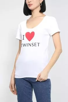 Хлопковая футболка с надписью TWINSET