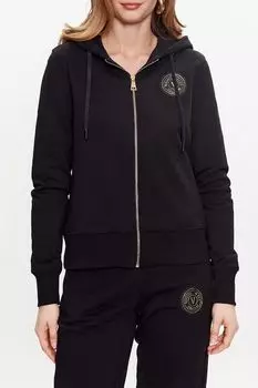 Хлопковая толстовка на молнии с капюшоном VERSACE JEANS COUTURE