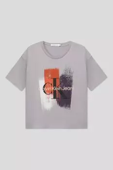Хлопковая футболка с принтом Calvin Klein Jeans
