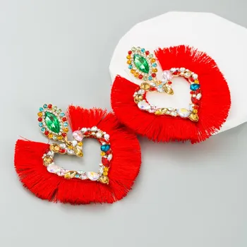 Женские серьги-кольца, преувеличенные серьги с кисточками, красочные серьги «Любовь», высококачественные серьги премиум-класса OneSize чёрный