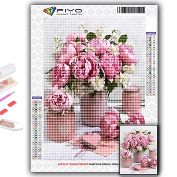 5D DIY Розовые розы Вышивка крестиком Стразы Алмазный рисунок Вышивка Мозаика Домашний декор Full Round 20X30CM