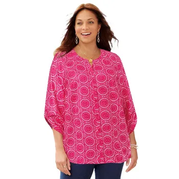 Женская блузка размера плюс Breezeway из жоржетаCatherines, цвет Pink Burst Flower