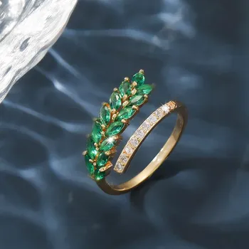 Кольцо GemChic для женщин Изысканное креативное кольцо из пшеницы Милое открывающееся кольцо Регулируемое модное украшение на день рождения Рождество Подарок -
