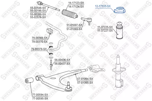 опора амортизатора переднего!\ Toyota Cami J100E/J102E/J122E 1999-2005 12-17333-SX STELLOX