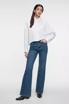 Блузка-рубашка oversize укороченная льняная
