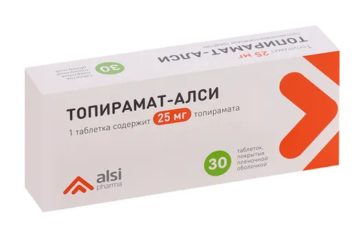 Топирамат-АЛСИ 25 мг, 30 шт, таблетки покрытые пленочной оболочкой