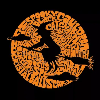 Мужская футболка с рисунком Word Art - Spooky Witch LA Pop Art