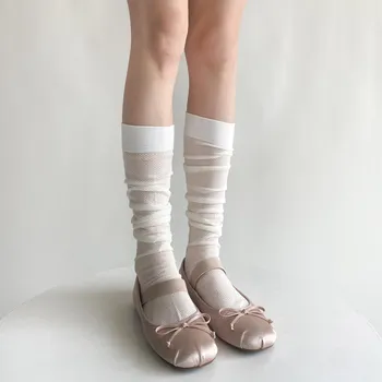Длинные носки в стиле Лолиты, женские милые гольфы для девочек Kawaii, балетный стиль, бандажные высокие носки до бедра, чулки