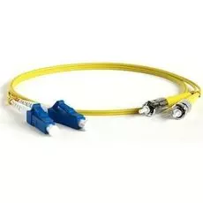 Патч-корд волоконно-оптический Hyperline FC-D2-9-LC/UR-ST/UR-H-1M-LSZH-YL SM 9/-125 (OS2), LC/-UPC-ST/-UPC, 2.0 мм, duplex, LSZH, 1 м
