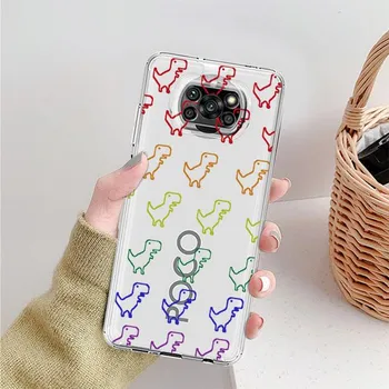 Прозрачный чехол для Xiaomi Mi Poco X3 NFC M3 Pro F3 F1 11 Lite 12 Redmi Note 10 9S 8 7 9 мягкий чехол для телефона маленький динозавр милый Xiaomi Poco F3