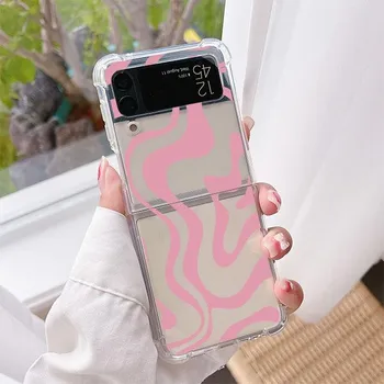 Роскошный чехол с текстурой коровы для Samsung Galaxy Z Flip 3 4 5G Funda Z Flip3, прозрачный жесткий противоударный чехол из ПК, чехол для телефона Samsung Z Flip4 5G