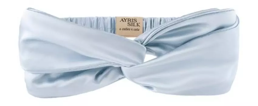 Повязка на голову из натурального шёлка Ayris Silk Шелковая повязка-бандо Серебристо-голубой