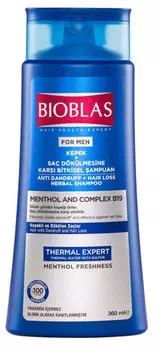 Шампунь против перхоти и выпадения волос с ментолом и комплексом В19 Bioblas Menthol and Complex B19 Anti Dandruff and Hair Loss Herbal Shampoo