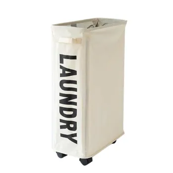 Foldable Laundry Basket Oxford Cloth Easy Install Storage Basket with Mesh Pulleys Dark Gray темно-серого