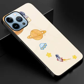 Чехлы из закаленного стекла Moon Astronaut для Iphone 14 13 12 11 Pro Max Mini Xs Xr X 7 8 6s Plus Se 2022, роскошный чехол-бампер For iPhone XS