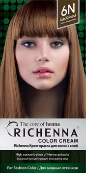 Richenna Color Cream Light Chestnut - Крем-краска для волос с хной № 6N