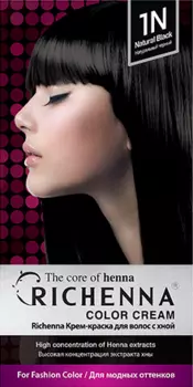 Richenna Color Cream Natural Black - Крем-краска для волос с хной № 1N