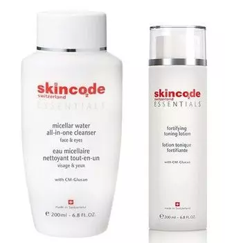 Skincode Essentials - Промо набор (Мицеллярная вода 200 мл, Укрепляющий тонизирующий лосьон 200 мл)