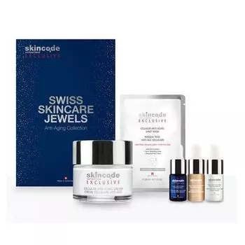 Skincode Exclusive - Набор "Швейцарские драгоценности по уходу за кожей" (Антивозрастной крем 50 мл, Антивозрастная маска 20 мл, Ночное восстанавливающее масло 3 мл, Омолаживающий концентрат 3 мл, Пилинг-сыворотка для глубокого увлажнения 3 мл)