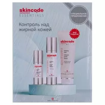 Skincode S.0.S Oil Control - Подарочный набор "Контроль над жирной кожей" (очищающее средство 125 мл, сыворотка 30 мл, лосьон 50 мл)