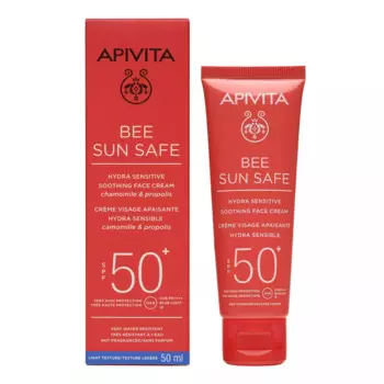 Солнцезащитный успокаивающий крем для чувствительной кожи лица SPF50+, 50 мл