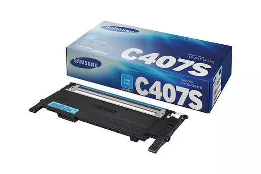 Картридж лазерный Samsung CLT-C407S/ST998A, голубой, 1000 страниц, оригинальный для Samsung CLP-320/325/CLX-3185