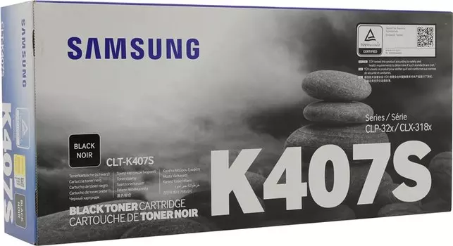 Картридж лазерный Samsung CLT-K407S, черный, 1500 страниц, оригинальный, для Samsung CLP-320/325 series, CLX-3185 series