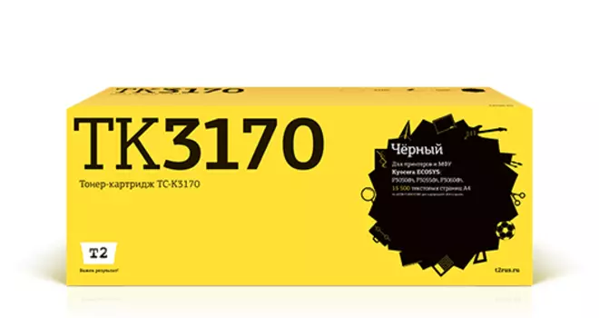 Картридж лазерный T2 TC-K3170 (TK-3170), черный, 15500 страниц, совместимый для Kyocera Ecosys P3050dn/P3055dn/P3060dn