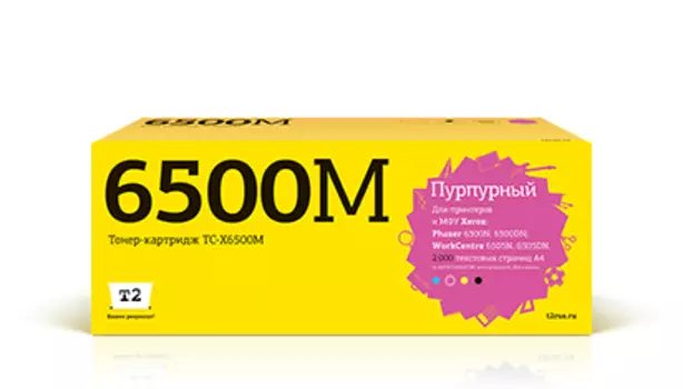 Картридж лазерный T2 TC-X6500M (106R01602), пурпурный, 2000 страниц, совместимый для Xerox Phaser 6500N/6500DN/WorkCentre 6505N/6505DN
