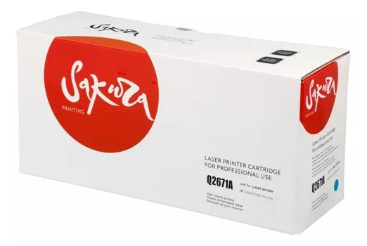 Картридж лазерный SAKURA SAQ2671A (309A/Q2671A), голубой, 4000 страниц, совместимый, для Color LJ 3500/ 3350/ 3700