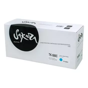 Картридж лазерный Sakura SATK580C (TK580C), голубой, 2800 страниц, совместимый для Kyocera FS-5105DN/5205DN