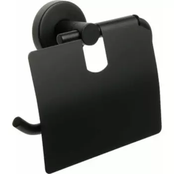 Держатель туалетной бумаги Fixsen Comfort Black с крышкой, черный матовый (FX-86010)