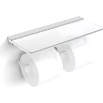 Держатель туалетной бумаги Langberger Accessories двойной, со стеклянной полкой, хром (32042B)