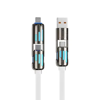 PD60W Fast Charging Liquid Silicone 4-in-1 Data Cable, Type-C, Compatible with Huawei & Apple, Dual Flash Charging. 1 meter