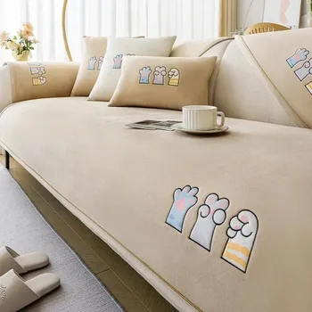 Super Soft Velvet Plush Sofa Towel Winter Warm Thick Plush Couch Covers L-shaped Sectional Anti-slip Sofas Cover Pad Home Decor A 70x70