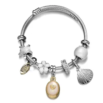 Браслет Ocean Shell Wind из титановой стали, регулируемый проволочный браслет Constellation 5.5-6.8cm розовый