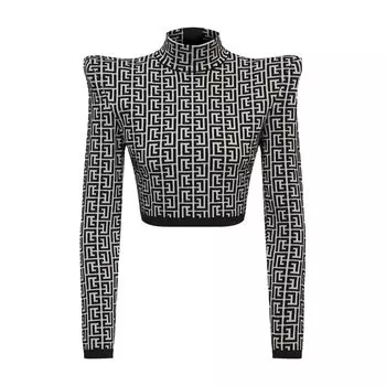 Топ из шерсти и вискозы Balmain