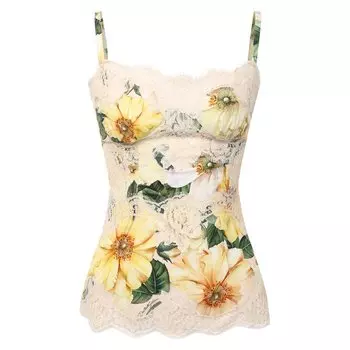 Топ из шелка и хлопка Dolce & Gabbana
