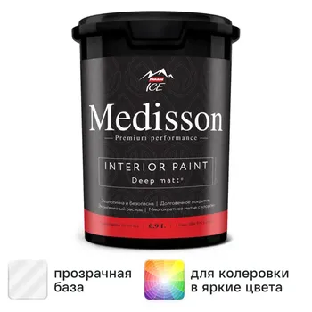 Краска для стен и потолков Parade Medisson матовая прозрачная база С 0.9 л