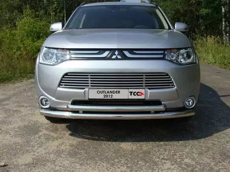 Решетка радиатора верхняя 12 мм Компания ТСС MITOUT12-09 Mitsubishi Outlander 2012 - 2013