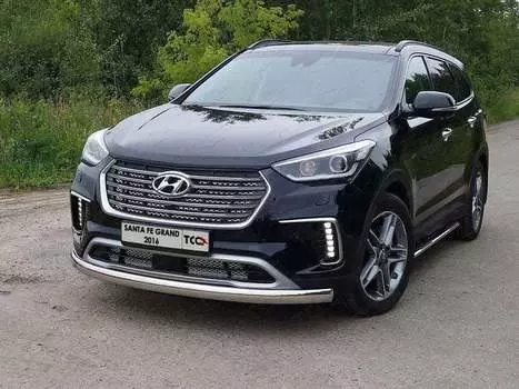 Решетка радиатора верхняя (лист) (для авто 2016 г.в.) Компания ТСС для Hyundai Grand Santa Fe (3G) рест. 2015-, (4G) 2018-, рест. 2020-