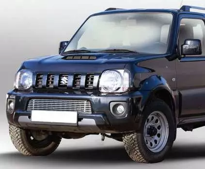 Решетка в бампер 10 мм - черные заглушки Souz-96 SUJM.96.2824 Suzuki Jimny (3G) рест. 2 2012-