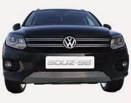 Решетка в бампер 10 мм - хромированные заглушки ( Track&amp;Filed Track&amp;Style) Souz-96 VWTI.97.2295 Volkswagen Tiguan (1G) рест. 2011-