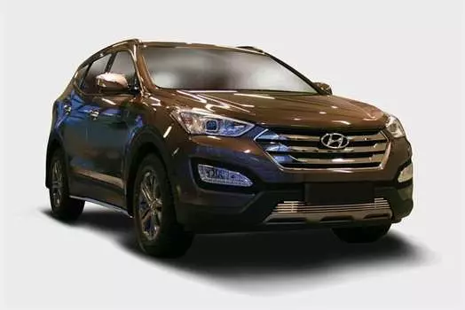 Решетка в бампер 16 мм - черные заглушки Souz-96 HYSF.96.2348 Hyundai Santa Fe (3G) 2012-