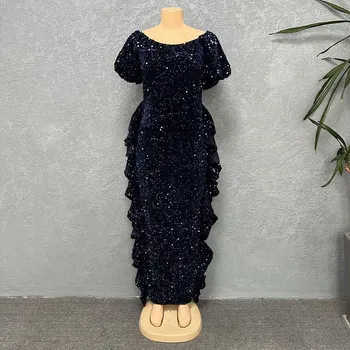 Slim Waist One Shoulder Sequin Gown - European, American, & African Fashion L
