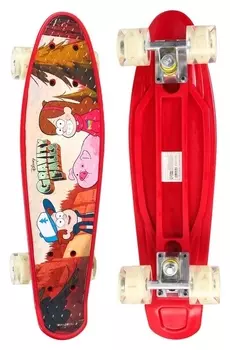 Пенниборд "Gravity Falls" 56 х 16 см, колеса световые PU 60х45 мм, Abec 7, цвет бордовый